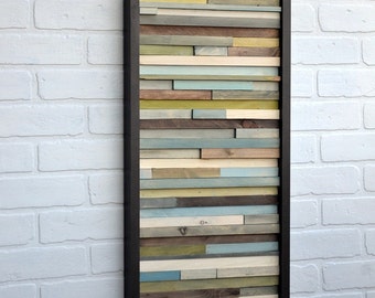 Wood Wall Art - Abstract Acrylic Painting on Wood - 3D Art - Reclaimed Wood Art - 12x36