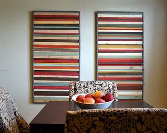 Wall Art Set,  Wood Wall Art, Living Room Art, 24x48