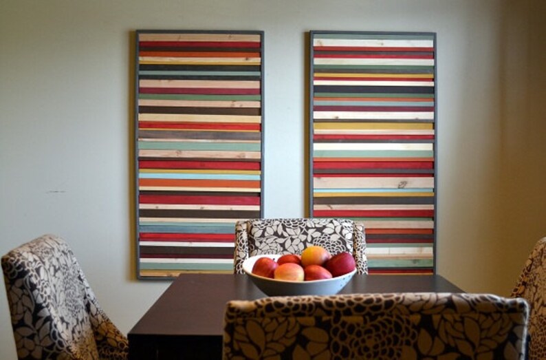 Wall Art Set Wood Wall Art Living Room Art 24x48 Etsy