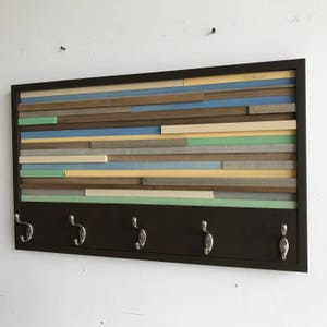 Coat Rack Wall Mount Colorful Wall Decor Living Room Decor Ideas Modern Wood Wall Art 3D Artwork Home Decor Art image 4