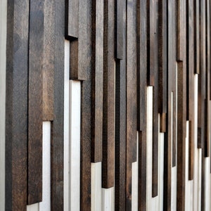 Wood Wall Art, Commission Art Wood Slat Wall Panel, Wood Wall Panels, Wood Slat Wall, Wood Panel Wall, 3d Wood Wall Art, Geometric Wood Art immagine 4