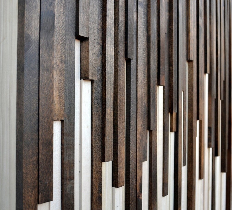 Wood Wall Art, Commission Art Wood Slat Wall Panel, Wood Wall Panels, Wood Slat Wall, Wood Panel Wall, 3d Wood Wall Art, Geometric Wood Art immagine 4