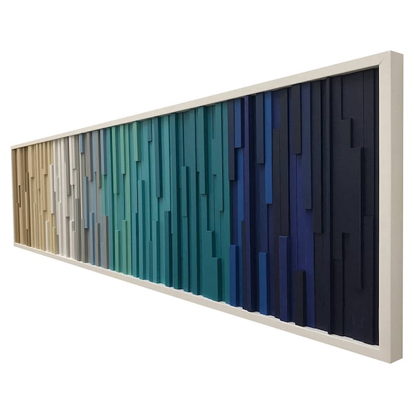 Coastal Wall Art, Beach Wall Decor, Ocean Art, Beach House Color Palette, Large Wall Art, 3D Wood Wall Art, Narrow Wall Art