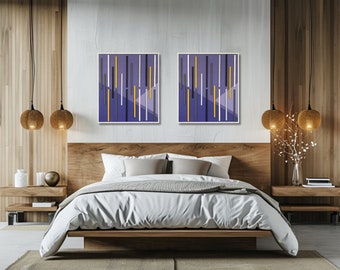 Wood Wall Art For Above The Bed Wood Slat Wall Panel For Bedroom Decor Mid Century Modern Art For Over The Bed Set of 2 Wall Art