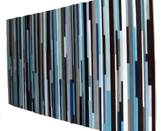 Wood Wall Art - Large Wall Art - Blue Wall Art - Headboard  36 x 72