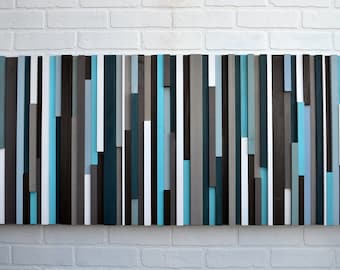 Wood Wall Art - Reclaimed Wood Art Queen Headboard - Wood Sculpture