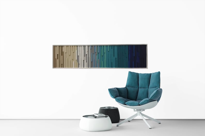 Coastal Wall Art, Beach Wall Decor, Ocean Art, Beach House Color Palette, Large Wall Art, 3D Wood Wall Art, Narrow Wall Art Bild 2