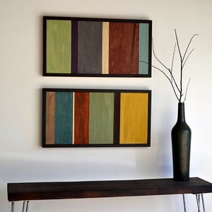 Wood Wall Art Wood Art Reclaimed Wood Art Painting on Wood 12x24 set image 2