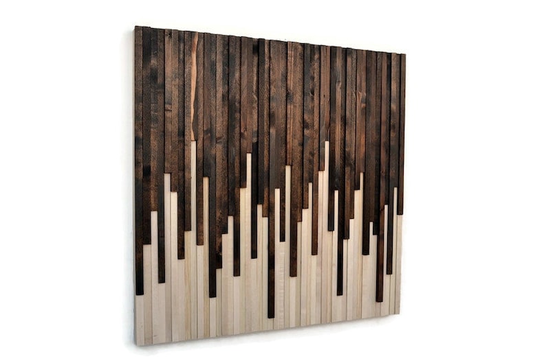 Wood Wall Art, Commission Art Wood Slat Wall Panel, Wood Wall Panels, Wood Slat Wall, Wood Panel Wall, 3d Wood Wall Art, Geometric Wood Art immagine 2