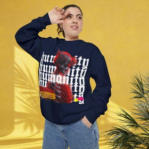 Artistic Humanity Sweatshirt, Comfortable Unisex Sweatshirt, Casual Wear, Streetwear Style, Unique Gift, Graphic Crewneck