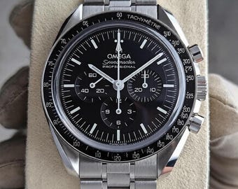 Orologio Omega Speedmaster Professional Moonwatch vintage con quadrante nero e cronografo | Acciaio inossidabile | Un classico orologio di lusso, regalo perfetto per i collezionisti