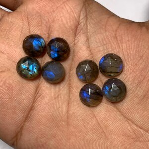 Blue Fire Labradorite Stone Natural Labradorite Gemstone 8 Pcs Lot Flatback Labradorite Cabochon Blue Labradorite Crystal For Jewelry Making