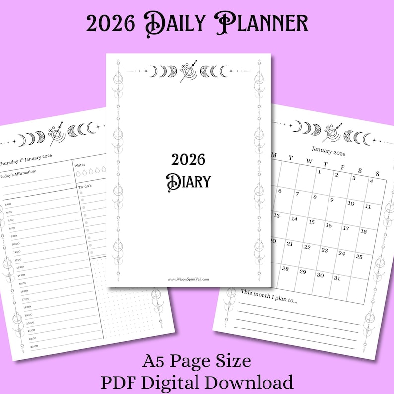 2026 Witchy Daily Planner: A5 Printable Diary (PDF Digital Download) - Etsy