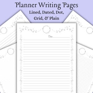 Celestial Star Note Pages | Printable journal paper for writing and drawing | lined, dated, grid, dot, and plain PDF Digital Download
