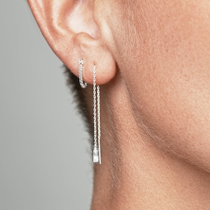 Ear Threader Chain Earrings - Anti Tarnish Jewelry - Sustainable Jewelry - Gift for Mom - CHE030