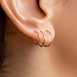 Gold Hoop Earrings Silver Huggie Hoop Earrings Small 14K Gold-Filled Cartilage Hoop Earrings Tiny Thin Minimalist Earrings EAR001 image 7