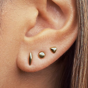 Geometric Trio of Stud Earrings - Beaded Stud Earrings - Set of 3- Not in Pairs-  COM509