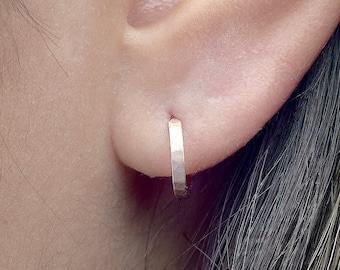 Gold  Hoop Earrings - Hammered unique Earrings Handmade by lunaijewelry -EAR053