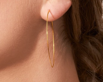 Gold Hoop Earrings - Minimalist Earrings - Handmade Large Hoop - Dainty Jewelry - Silver Hoop Earrings - EAR007