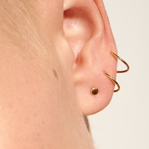 Tiny Gold Stud Spiral Earrings Ear Cuff - Faux Double Hoops - EAR149