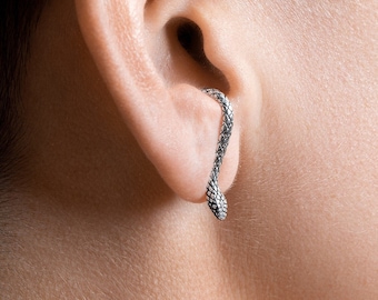 Snake Silver Ear Cuff suspender Earrings - Dark Academia -STD121