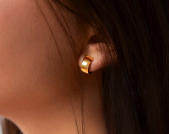 Tiny Open Hoop Earrings, Sterling Silver, Gold Plated, Silver Oxide STD114