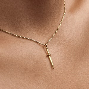 Dagger Necklace – Small Sword Pendant in 925 Sterling Silver or 24k Gold Plated