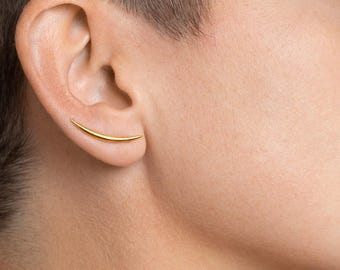 Vergoldetes Sterlingsilber Mond Ohr Kletterer: Himmlische Ohrringe