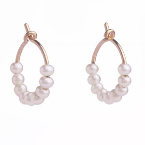 Pearl Hoop Earrings - Gold Filled Bridal Jewelry for Modern and Stylish Moms and Bridesmaids - EAR010