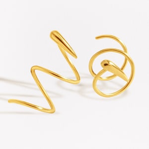 Silver Ear Cuff - Circle Gold Hoop Spiral  Earrings - Geometric Edgy Earrings - Trends Earrings for Women - EAR147