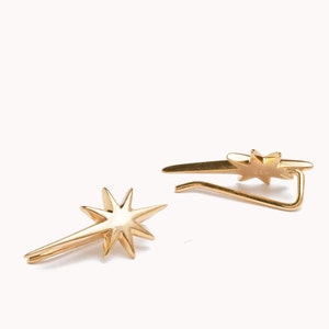 Star Ear Climber Gold Celestial Earrings Silver Jewelry Perfect Gif for Her ECF015 image 2