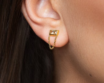 Dainty Gemstone Stud Earrings in Gold Matte - Bridesmaid Gifts - Perfect Gift For Mom - STD148