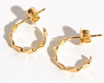 Gold Hoops Earrings - Unique Earrings - Dainty Stud Silver Earrings -STD115