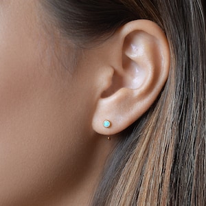Opal Huggies Gemstone Hoop Earrings Dainty - Ear Hugging Cuffs - Gift for Her - EAR039P03