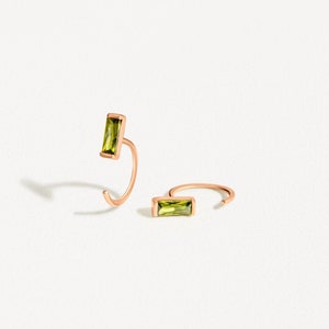 Peridot Tiny Hoop Earrings - Unique Earrings - Bridal Earrings - August Birthstone -  Dainty Earrings - EAR044OLP