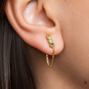 Bridesmaids Gift - Colorful Gemstone Earrings with Peridot, Emerald, Rhodolite, Ruby - STD153
