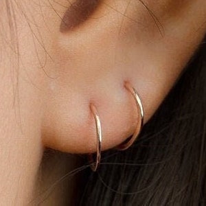 Gold Hoop Earrings · Silver Huggie Hoop Earrings · Small 14K Gold-Filled Cartilage Hoop Earrings · Tiny Thin Minimalist Earrings · EAR001