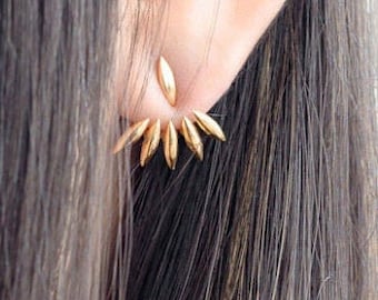 Unique Silver Ear Jacket Earrings - Minimalist Elegance with an Edgy Vibe - EJK003
