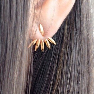 Unique Silver Ear Jacket Earrings - Minimalist Elegance with an Edgy Vibe - EJK003