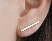Bar Ear Sweep-Tiny Bar Ear Cuffs- Ear Crawler- Minimal Bar Earrings- Bar Line Earrings- Modern Jewelry- Ear Pin Earrings- ECF013