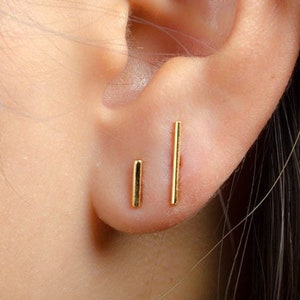 Bar Cartilage Earrings Studs - Geometrical Piercing - Second Hole Earrings - Minimalist Jewelry