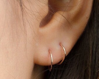 Tiny Hoop Earrings - Handmade Earrings - Gold Filled Hoops-Unique Earrings- Bridesmaids Gift - Gift for Sister- Xmas Gift-EAR001