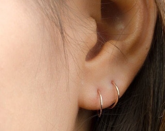 Cartilage Earrings Huggie Hoop Earrings 14K Gold Filled Hoop - Ecofriendly Jewelry - Lightweight Earrings -EAR001