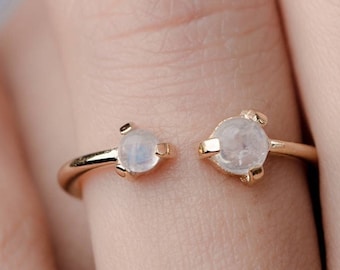 Open Cuff Ring - Moonstone Ring - Minimalist Ring - Birthstone Ring - Gemstone Stacking Ring - Dainty Gemstone Ring - RNG021
