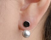 Grey Pearl Ear Jacket - Drop Stud Earrings - Bridesmaid Gift - Floatings Earring - Stud Earring - Bridal Earring - Pearl Jewelry - EJK004GRP