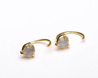 Gold Huggie Hoop Earrings -Handmade Jewelry - Dainty Earrings - EAR031LBR
