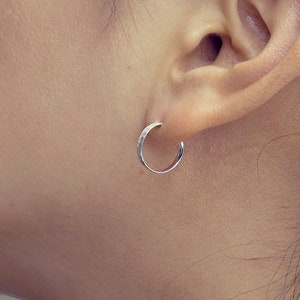 15 mm Gold Hoop Earrings - Handmade Solid Sterling Silver Jewelry