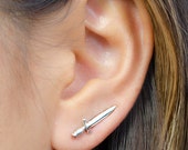 Dagger Earrings- Ear Climber Earrings-Sterling Silver-Dainty Ear Cuff- Edgy Earrings- Sword Earrings- Stud Earrings- ECF016