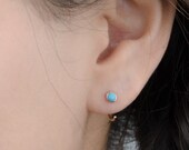 Turquoise Huggies- Gemstone Hoop Earrings-Dainty Hoop Earrings- Hugging Hoops- Open Hoop Earrings- Ear Jacket- Ear Hugging Cuffs-EAR039TRQ