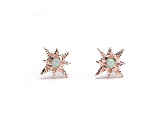 Tiny Starburst Stud Earrings Sterling Silver & Gold Plated | Etsy